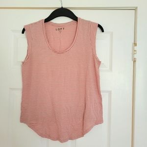LOFT Rose & White Stripe Top Size Small